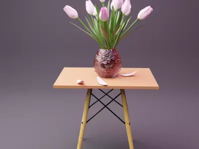 Tulips vase Low-poly 3D model