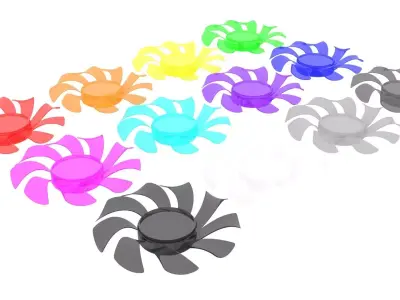 Transparent Colored Power Supply Unit Fan Blades Set 3D model