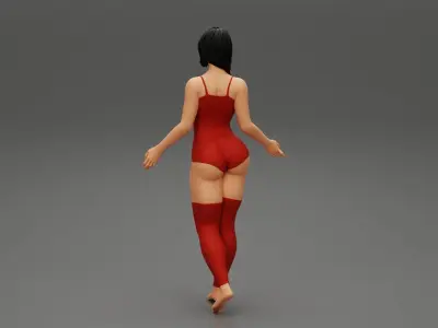 Beautiful sexy woman red lingerie and stockings 3D print model