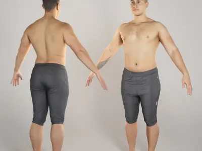 Shirtless athletic man in A-pose 310 Low-poly 3D model