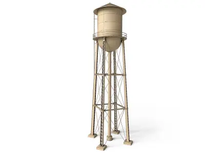 Water Tower Low-poly 3D model 3
