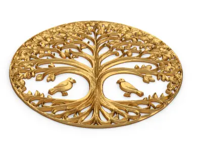 decor set wall panel wall tree relief mural CNC 49 3D model