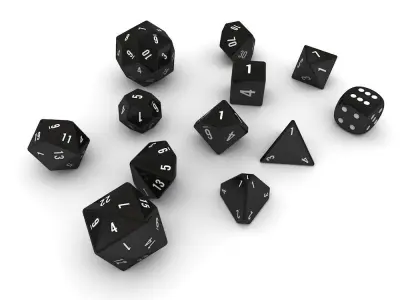 Polyhedral Dice Set - Black Low-poly 3D model
