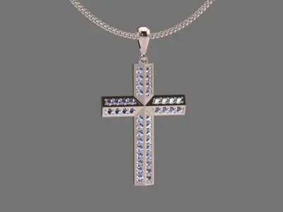 luxury full diamond cross pendant 3D print model