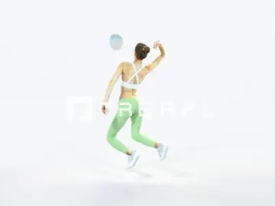 Beauty 17K Jumping Smashing Jumping Sports Woman Low-poly 3D model