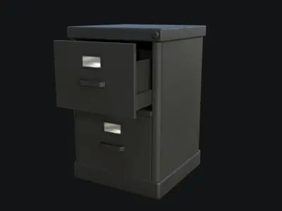 Filing Cabinet Modular Black PBR Game Ready Low-poly 3D model