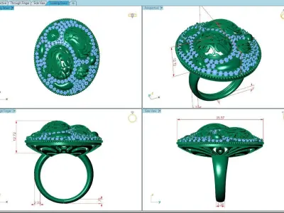 Ring390 gold ring with diamonds 3D print model
