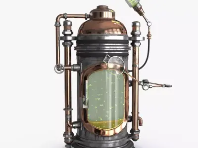 Steampunk Box For Experiments Low-poly 3D model