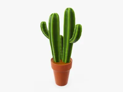 Cactus in planter pot 03 stylized 3D model