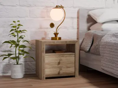 Chunky Basic Pine Nightstand Free low-poly 3D model