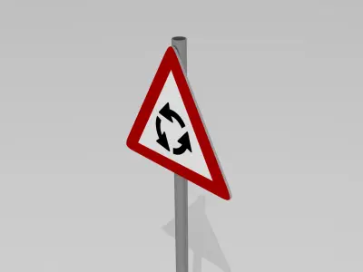 Roundabout ahead sign 3D model