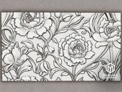 decor set wall panel wall relief mural CNC 42 3D model