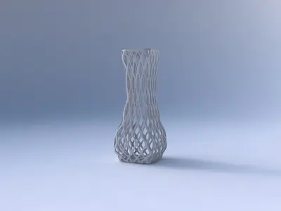 Vase larger opening rectangle with diagonal grid lattice 3D print model