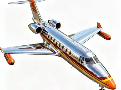 Retro Chrome Executive Jet 3D Model Low-poly 3D model