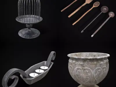 Medieval Prop Mix Fifty Four 3D Model Collection