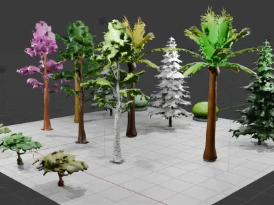 Stylized Forest Pack Low-poly 3D model