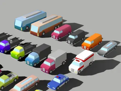 Low Poly Car Pack Low-poly 3D model