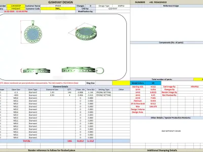 Luxury Round Ring Pendant CAD Jewelry Design for Casting 3D print model