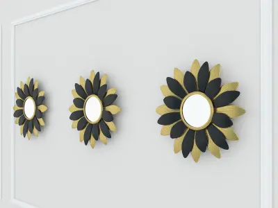 Decorative Metal Mirror plants with gold   M 16 3D model