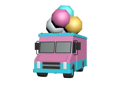 Ice cream truck Hypercasual Low-poly 3D model