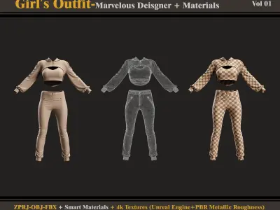 Girl outfit 01-jprj-fbx-obj-materials 3D model