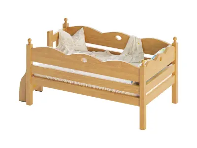 Childrens bed with removable sides Cradle made of solid beech 3D model