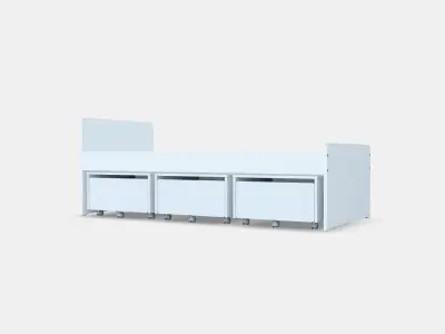 SLAKT Bed frame with 3 storage boxes Low-poly 3D model