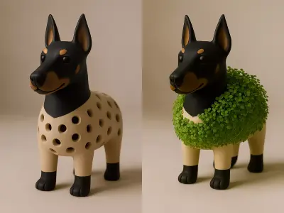 Doberman dog Sprouter Seed Chia Radish Lentil Germinator toy 3D print model