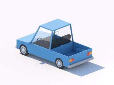 Cartoon Low Poly Car Pickup Low-poly 3D model