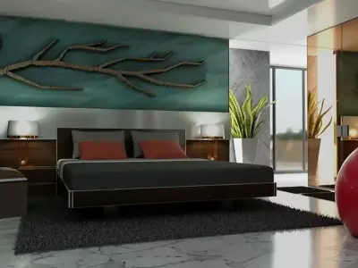 bedroom with all bedroom assets 3D model