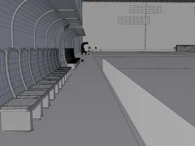 Football field Low-poly 3D model