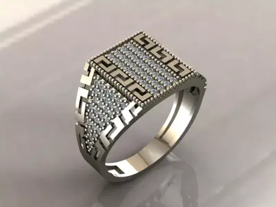 Gents Rings Diamond Men Ring STL 3DM 3D ready print model 3D print model