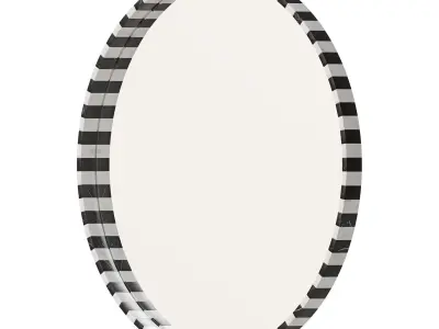 Round Black and White Marble Mirror By Global Views 3D model