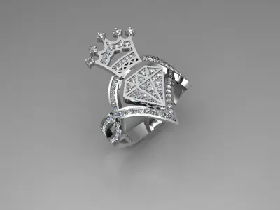 ring diamond and crown   3D print model