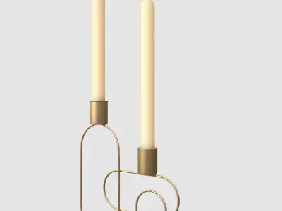 candlestick candle holder - gold 3D model