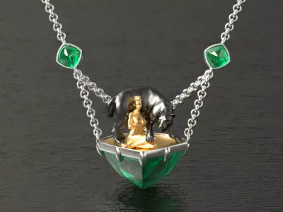 Panthera Pendant with Woman 3D print model