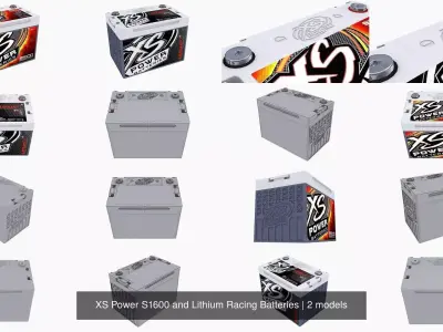 XS Power S1600 and Lithium Racing Batteries 3D Model Pack