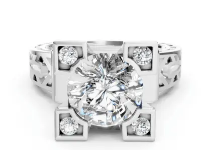 Luxury 2ct Eiffel Tower Engagement Ring 3D print model