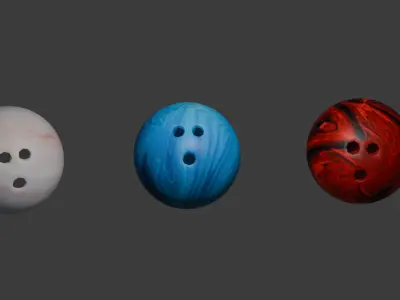 Pack of 3 Colorful Bowling Balls 3D model