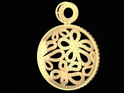 Elegant Round Floral Diamond Pendant for Women 2272 3D print model