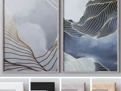 Set of large wall paintings 551 3D model