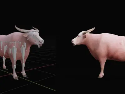 Domestic Water Buffalo  Low-poly 3D model