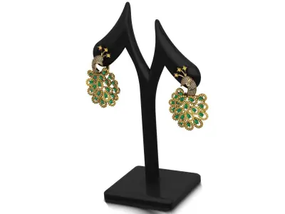 peacock earring 3D print model