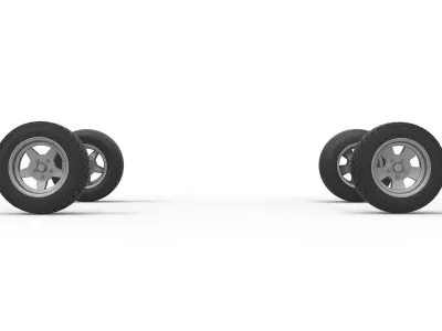 Wheel set of BriSCA Formula 1 Stock Car for Dirt Scale 1 to 25 3D print model