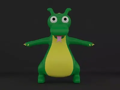  Cartoon with Dinosaur Low-poly 3D model
