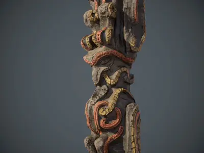 Indian Totem PBR low poly Low-poly 3D model