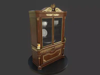Vintage Wooden Cabinet Low-poly 3D model