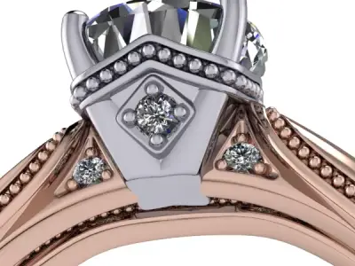 Antique Vintage Classic Milgrain Crown Wedding Band Ring Jewelry 3D print model