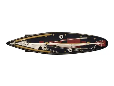 3DModel  Tall Wood and Canvas Ship Model 3D model