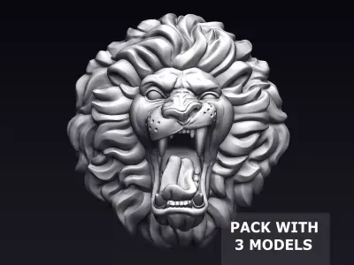 Roaring Lion Head 3D print model